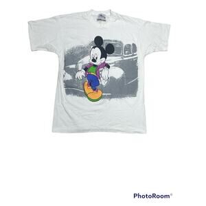 RARE 80’s Mickey By Jerry Leigh SINGLE STITCH T-Shirt Large All Over Graphic Car